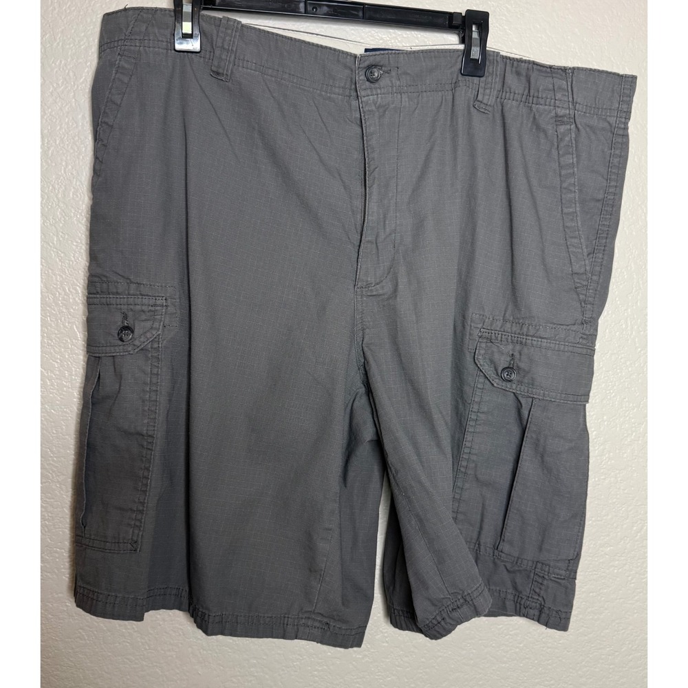 Club Room Men 42 Cargo Shorts Grey Ripstop Cotton Utility Pockets Casual Outdoor